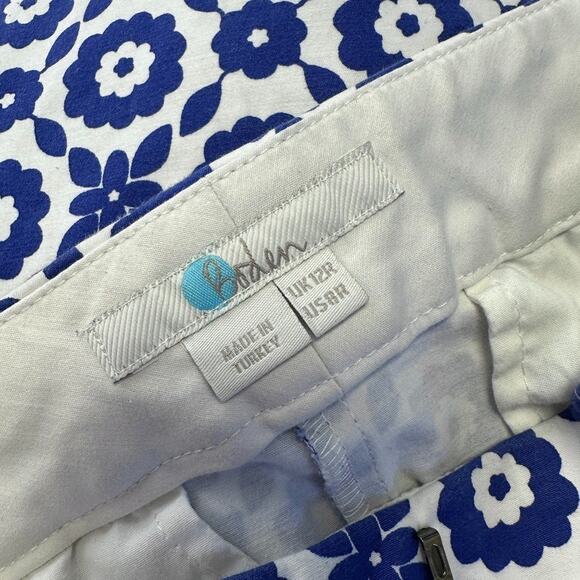 Boden Richmond 7/8 Pants Greek Blue Floral Print Ankle Crop Trousers Size 8 R - Picture 9 of 11